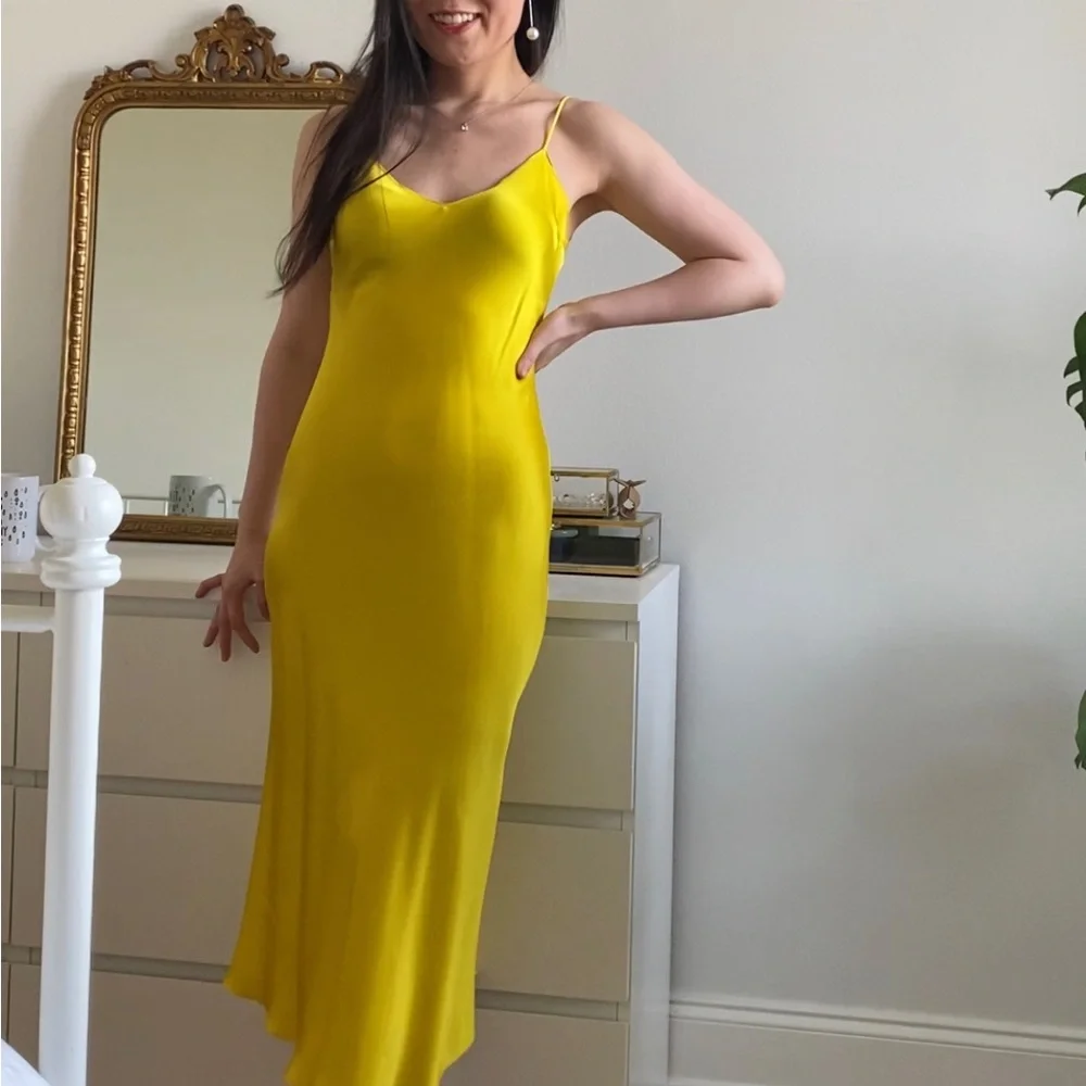 Price firm: Dannijo 100% Silk Daffodil Midi Slip Dress Size XS - Picture 1 of 12